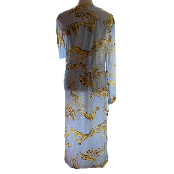 Buffalo Trading Co. Featherweight Light Blue & Yellow Palm Leaf Print Ro… - Picture 2 of 10